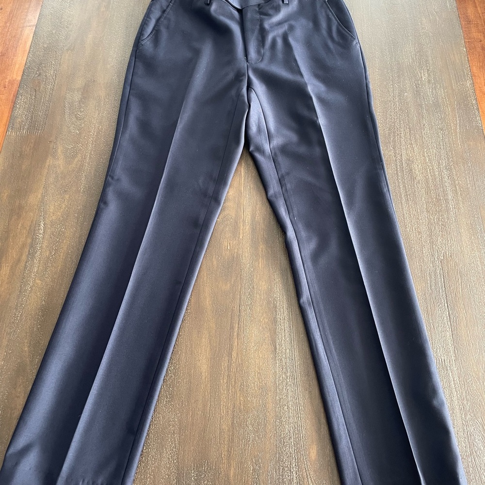 Navy Wool Trousers 32 Slim